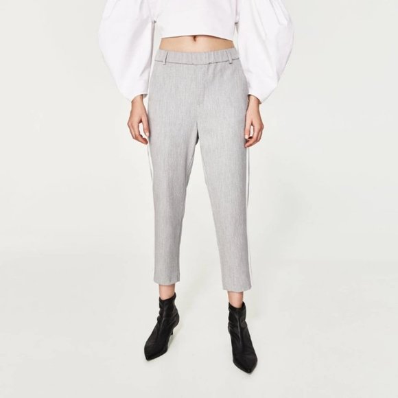 SOLD NWT Zara light grey & white stripe trousers Size S - Picture 5 of 12